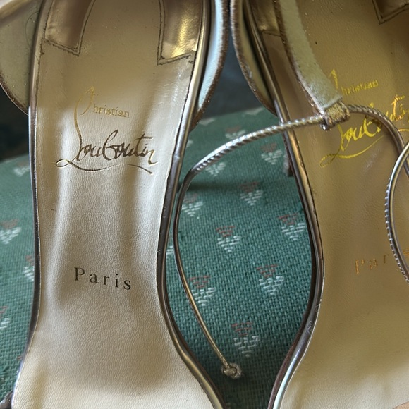 Christian Louboutin Leather & Gold Glitter Valnina AnkleTie Sandals Size 38 1/2 - Picture 4 of 7